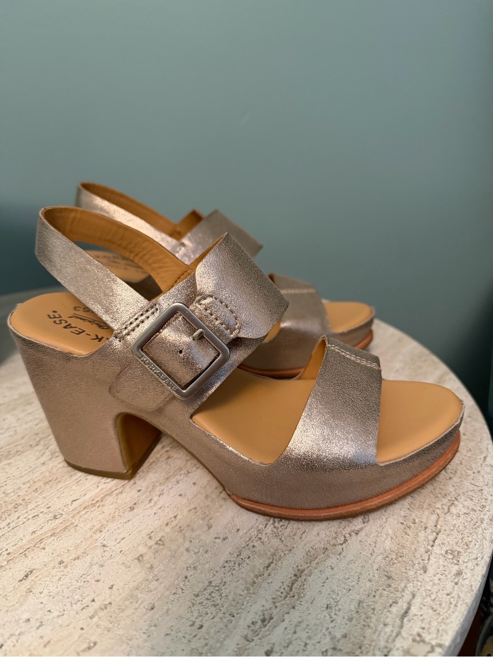 Kork - Ease Metallic Gold Block Heel Sandals